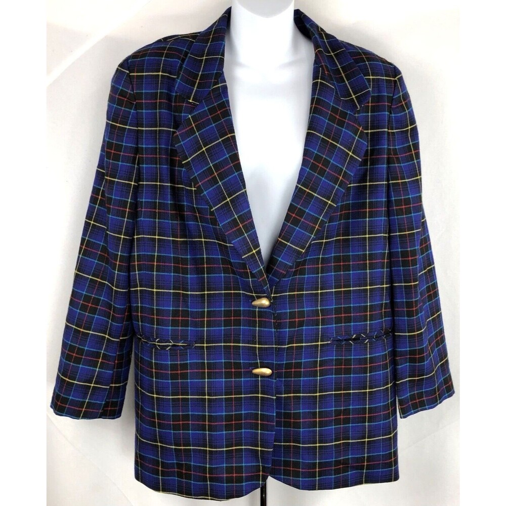 Vintage 80s 90s Norton McNaughton blazer jacket 12 electric blue notch collar